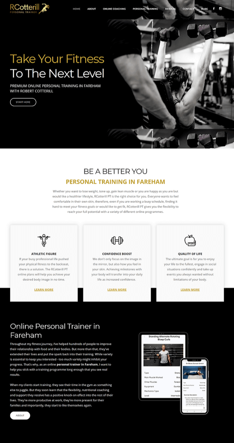 professional personal trainer website