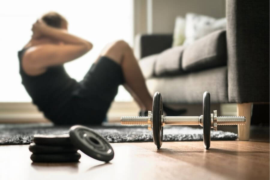 Man working out at home