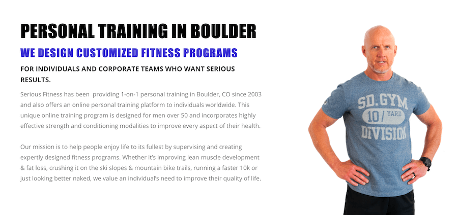 personal trainer website intro