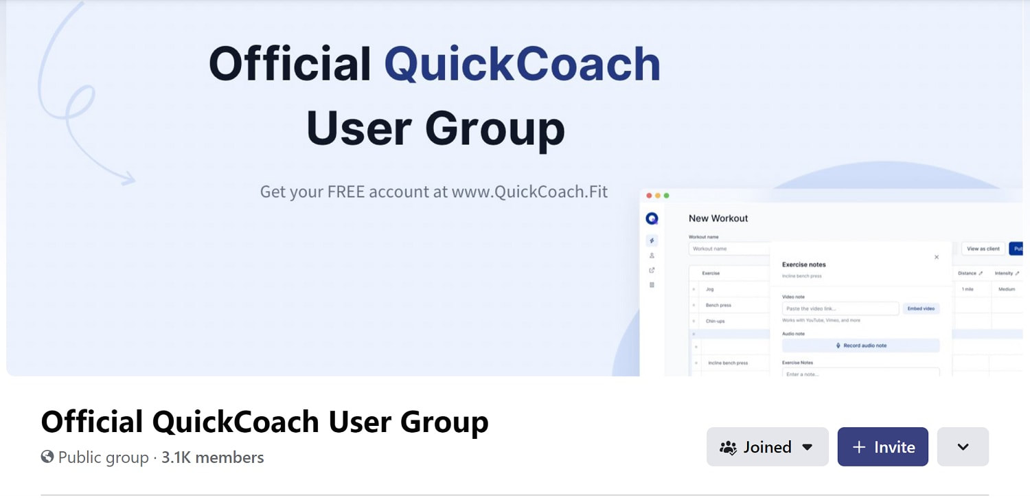 QuickCoach Facebook Support group